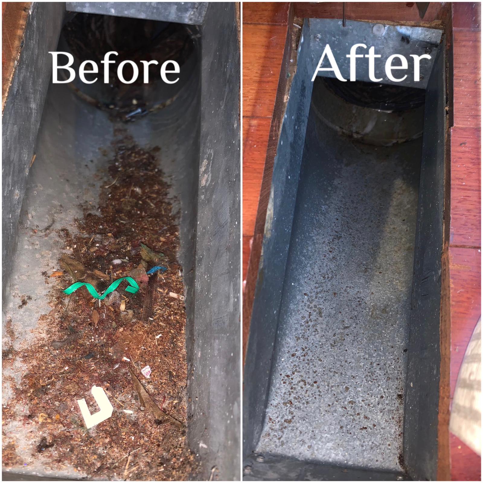 Floor duct before and after cleaning
